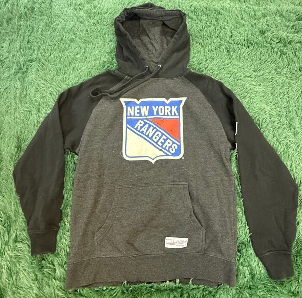 New York Rangers Black and Gray Small Pullover Sweatshirt Hoodie NHL